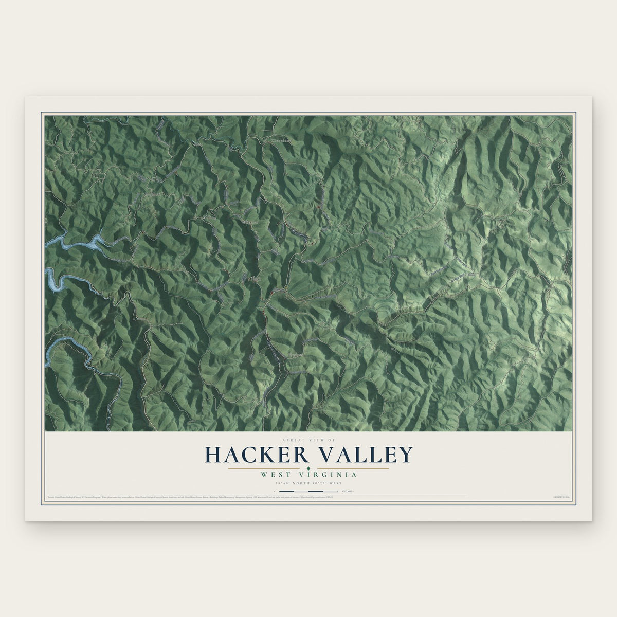 Hacker Valley, West Virginia map print, the full design
