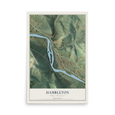 Map of Hambleton, West Virginia, 12 x 18 inch unframed archival matte print