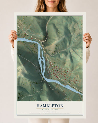 Map of Hambleton, West Virginia, 24 x 36 inch unframed archival matte print