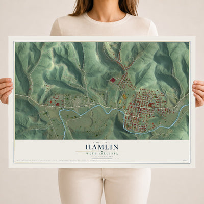 Map of Hamlin, West Virginia, 18 x 24 inch unframed archival matte print