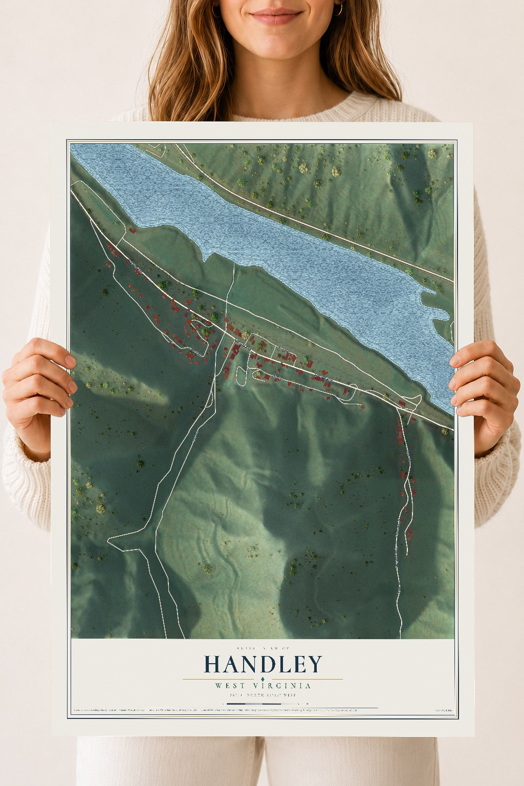 Map of Handley, West Virginia, 18 x 24 inch unframed archival matte print