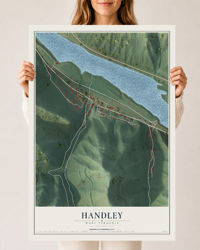 Map of Handley, West Virginia, 24 x 36 inch unframed archival matte print