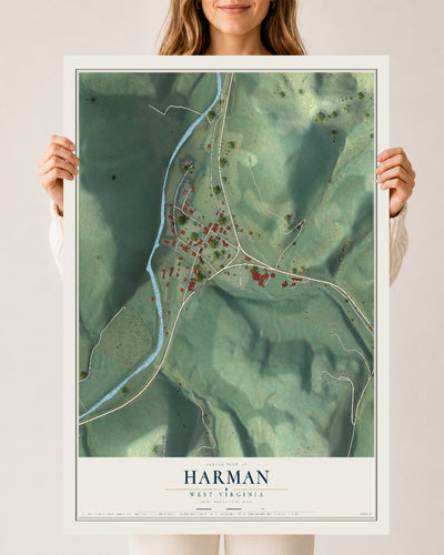 Map of Harman, West Virginia, 24 x 36 inch unframed archival matte print