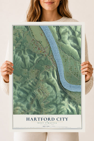 Map of Hartford City, West Virginia, 18 x 24 inch unframed archival matte print