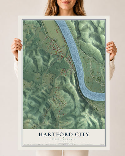 Map of Hartford City, West Virginia, 24 x 36 inch unframed archival matte print