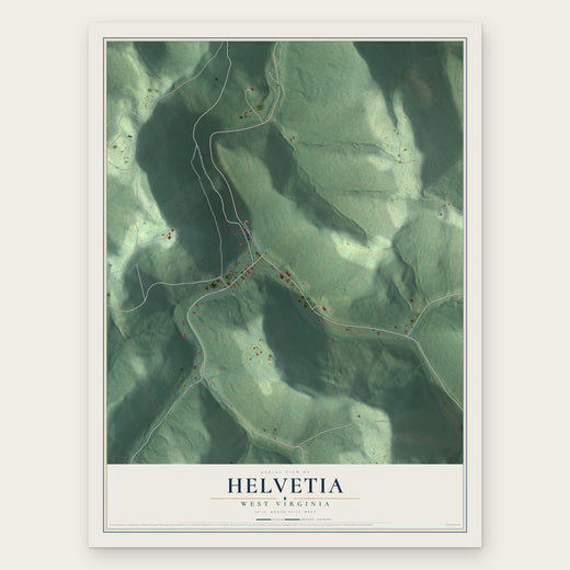 Helvetia, West Virginia map print, the full design