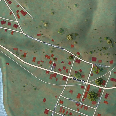 Close-up of the map of Hendricks, West Virginia print showing street and building detail