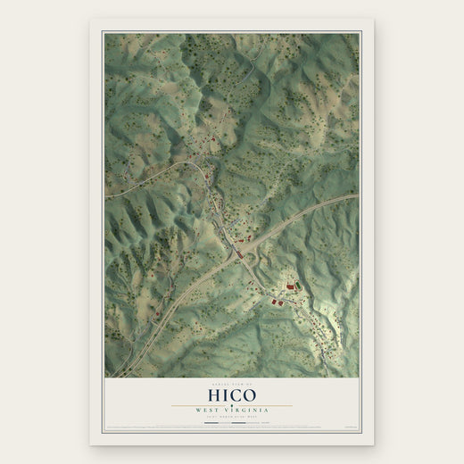 Hico, West Virginia map print, the full design