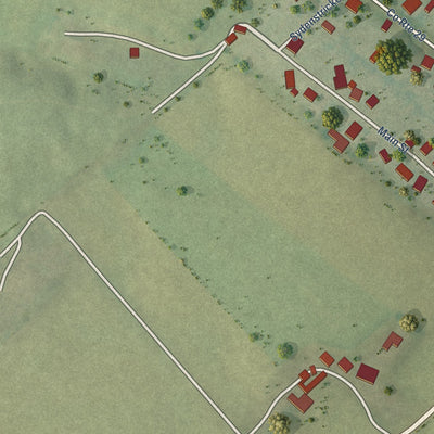 Second close-up of the map of Hillsboro, West Virginia print showing more streets and buildings