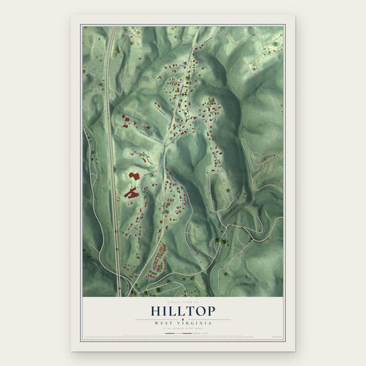Hilltop, West Virginia map print, the full design