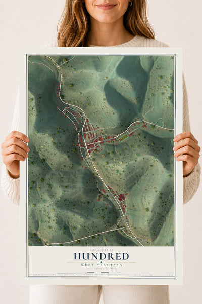 Map of Hundred, West Virginia, 18 x 24 inch unframed archival matte print