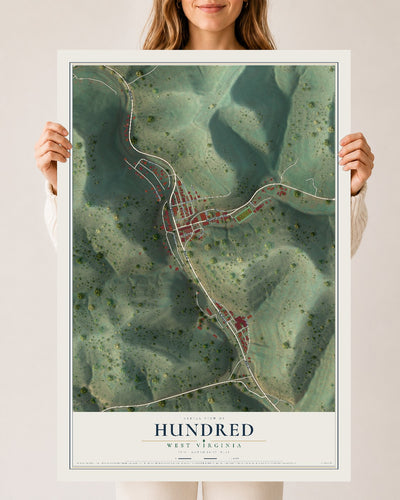 Map of Hundred, West Virginia, 24 x 36 inch unframed archival matte print