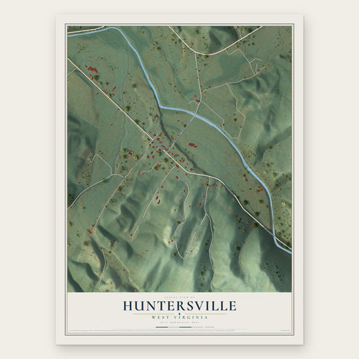 Huntersville, West Virginia map print, the full design