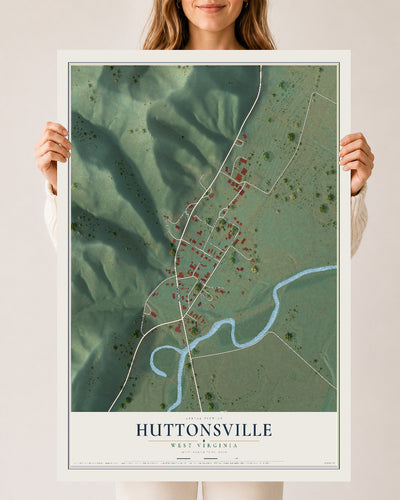 Map of Huttonsville, West Virginia, 24 x 36 inch unframed archival matte print
