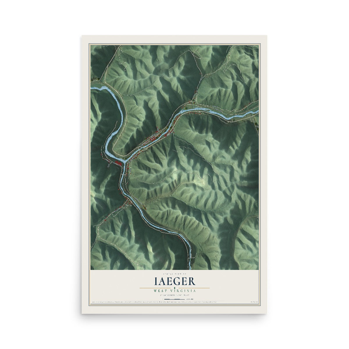 Map of Iaeger, West Virginia, 12 x 18 inch unframed archival matte print