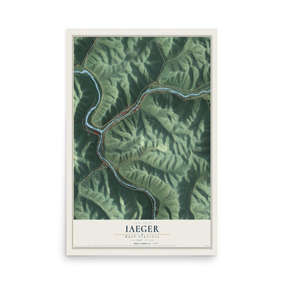 Map of Iaeger, West Virginia, 12 x 18 inch unframed archival matte print