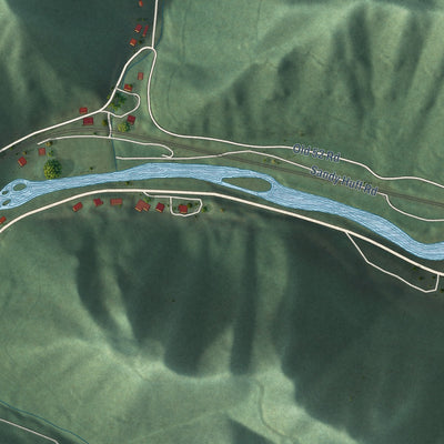 Second close-up of the map of Iaeger, West Virginia print showing more streets and buildings