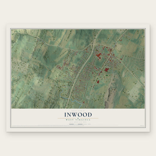 Inwood, West Virginia map print, the full design