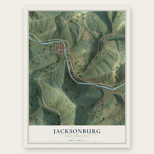 Jacksonburg, West Virginia map print, the full design