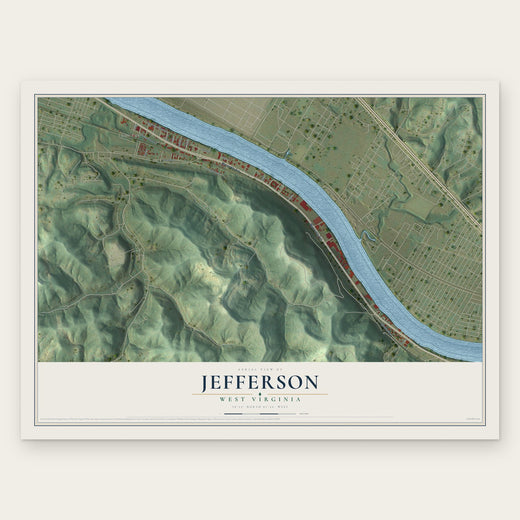 Jefferson, West Virginia map print, the full design