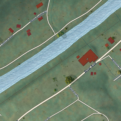 Second close-up of the map of Junior, West Virginia print showing more streets and buildings