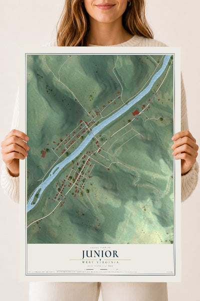 Map of Junior, West Virginia, 18 x 24 inch unframed archival matte print