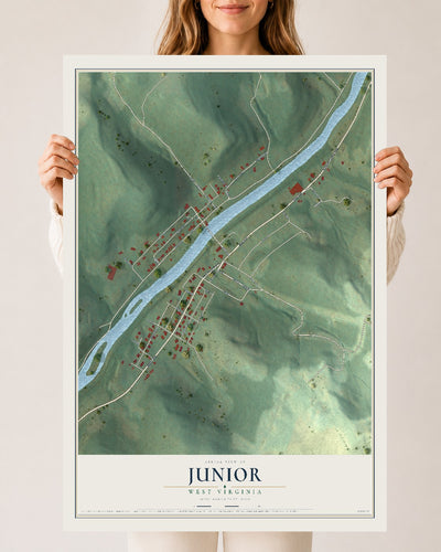 Map of Junior, West Virginia, 24 x 36 inch unframed archival matte print