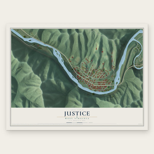 Justice, West Virginia map print, the full design