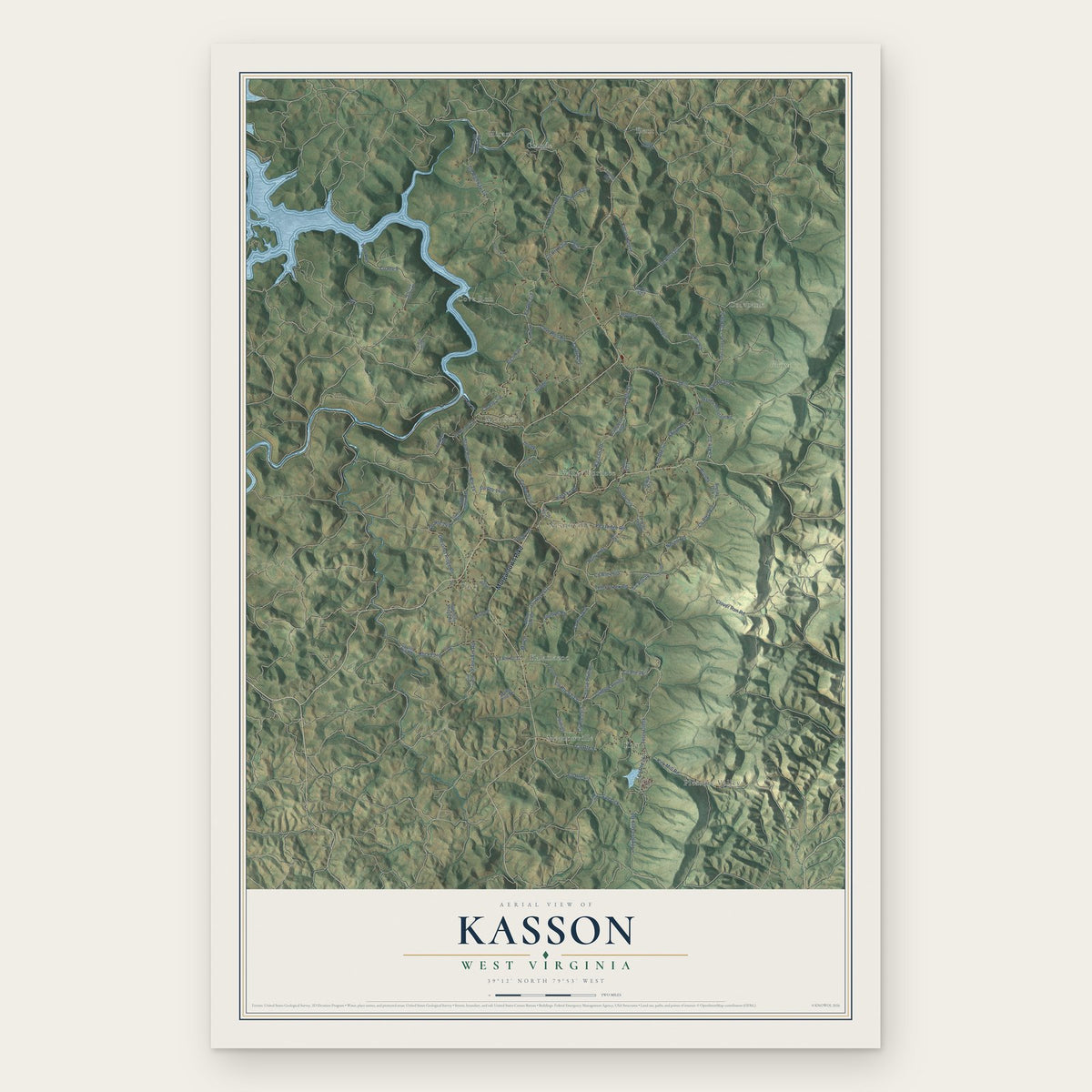Kasson, West Virginia map print, the full design