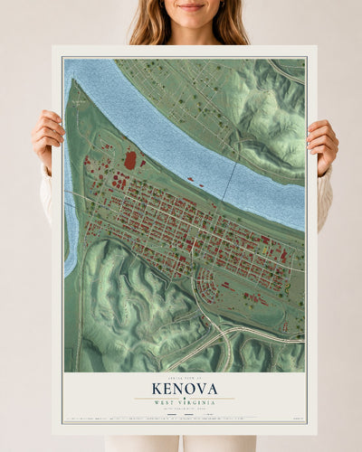 Map of Kenova, West Virginia, 24 x 36 inch unframed archival matte print