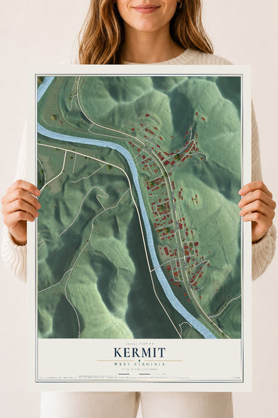 Map of Kermit, West Virginia, 18 x 24 inch unframed archival matte print