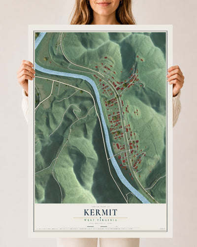 Map of Kermit, West Virginia, 24 x 36 inch unframed archival matte print