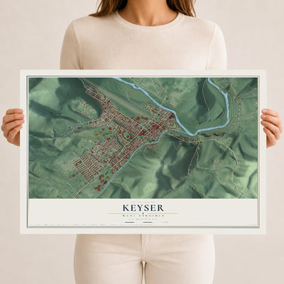Map of Keyser, West Virginia, 12 x 18 inch unframed archival matte print
