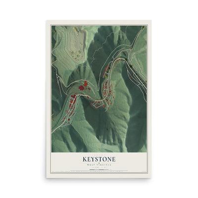 Map of Keystone, West Virginia, 12 x 18 inch unframed archival matte print