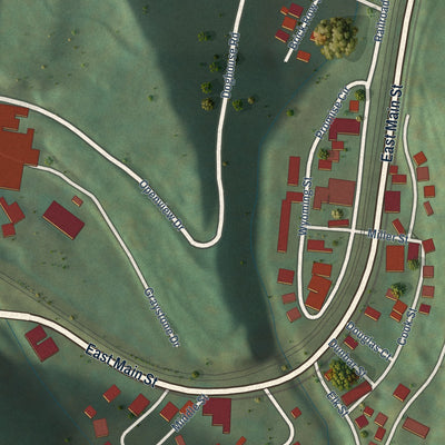Close-up of the map of Keystone, West Virginia print showing street and building detail