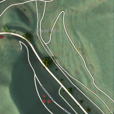 Second close-up of the map of Keystone, West Virginia print showing more streets and buildings