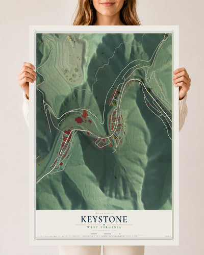 Map of Keystone, West Virginia, 24 x 36 inch unframed archival matte print