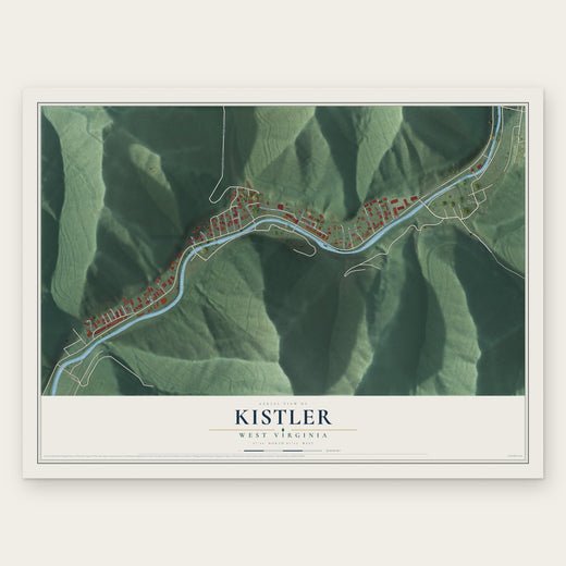 Kistler, West Virginia map print, the full design