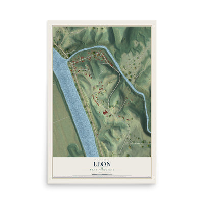 Map of Leon, West Virginia, 12 x 18 inch unframed archival matte print