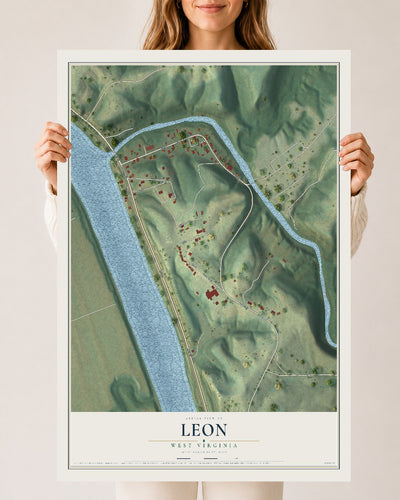 Map of Leon, West Virginia, 24 x 36 inch unframed archival matte print