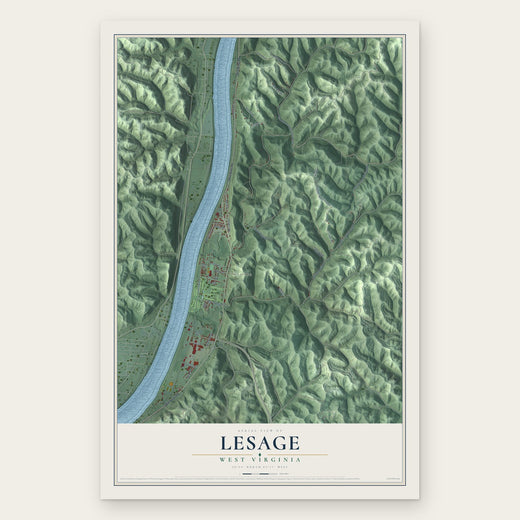 Lesage, West Virginia map print, the full design