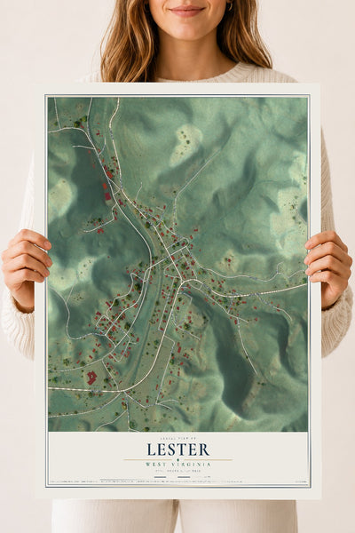 Map of Lester, West Virginia, 18 x 24 inch unframed archival matte print