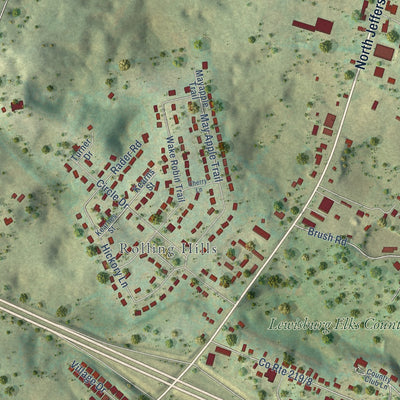 Second close-up of the map of Lewisburg, West Virginia print showing more streets and buildings