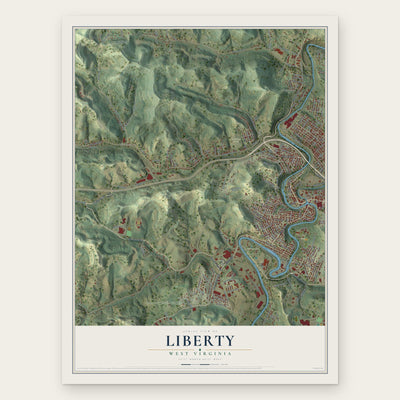 Liberty, West Virginia map print, the full design