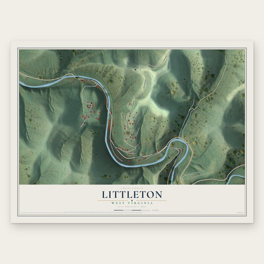 Littleton, West Virginia map print, the full design