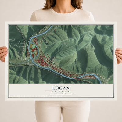 Map of Logan, West Virginia, 18 x 24 inch unframed archival matte print