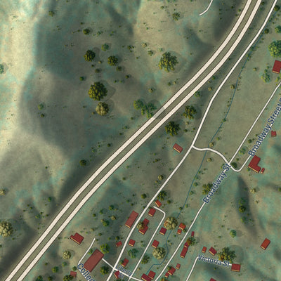 Second close-up of the map of Lost Creek, West Virginia print showing more streets and buildings