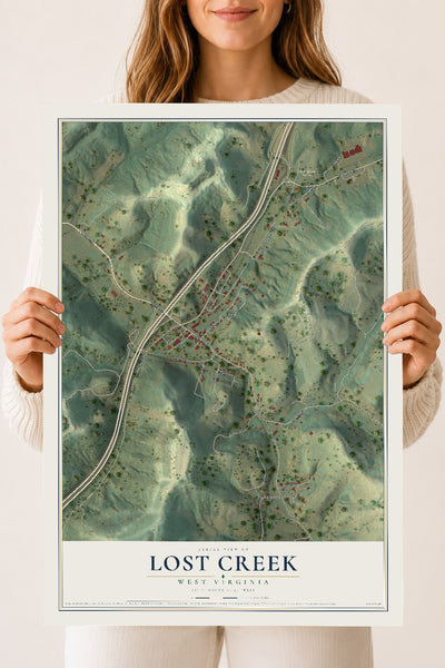 Map of Lost Creek, West Virginia, 18 x 24 inch unframed archival matte print