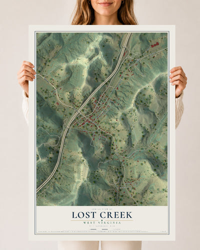 Map of Lost Creek, West Virginia, 24 x 36 inch unframed archival matte print