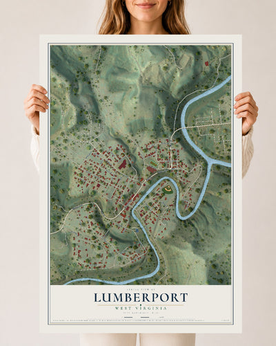 Map of Lumberport, West Virginia, 24 x 36 inch unframed archival matte print